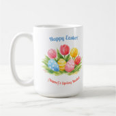 Customizable Whimsical Easter Tulips & Eggs Design コーヒーマグカップ (左)