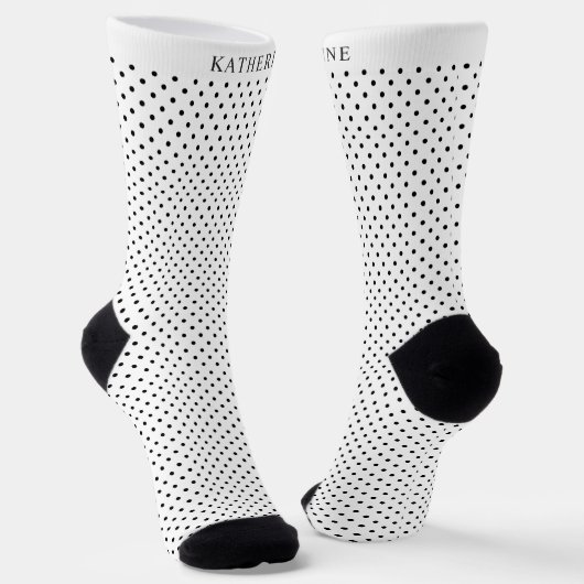 Customizable White and Black Polka Dot Design ソックス (傾斜あり)