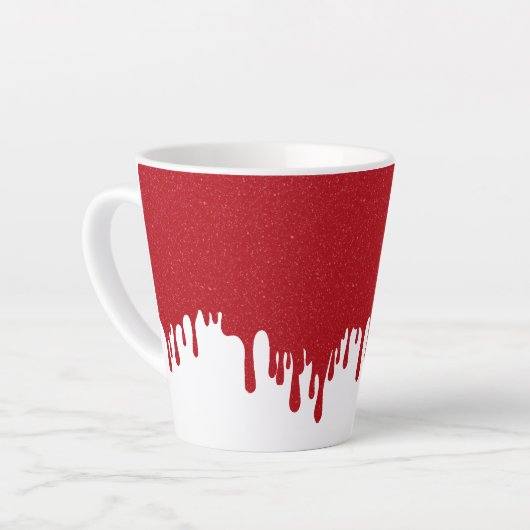 Customizable White Drip Tomato Red Latte Mug カフェラテマグ (左アングル)