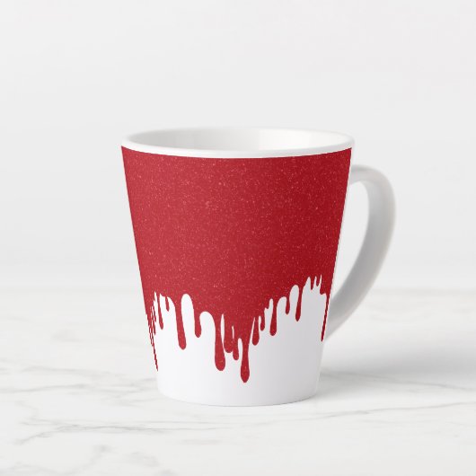 Customizable White Drip Tomato Red Latte Mug カフェラテマグ (右アングル)