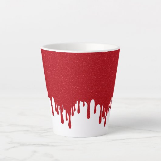 Customizable White Drip Tomato Red Latte Mug カフェラテマグ (正面)
