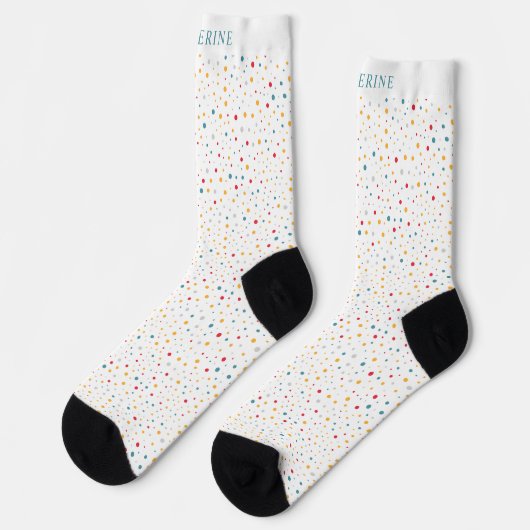 Customizable White Multicolor Polka Dot ソックス (左)