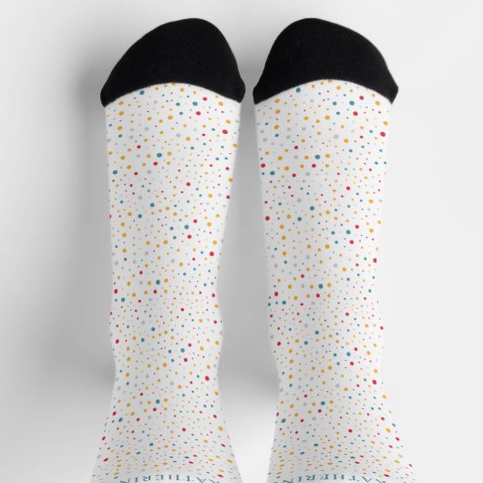Customizable White Multicolor Polka Dot ソックス (上部)
