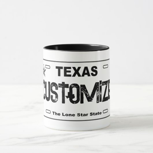 Customizable white Texas license plate mug マグカップ (中央)