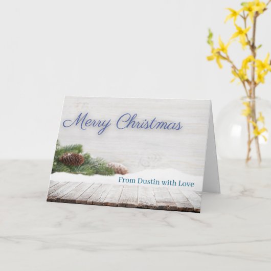 Customizable Winter Snow Christmas Card Holiday カード (黄色い花)