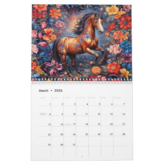 Customizable Wonderful Animals World Calendar 2026 カレンダー (3月 2026)