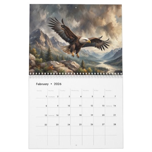 Customizable Wonderful Animals World Calendar 2026 カレンダー (2月 2026)