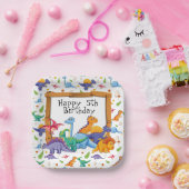 Customize Age Dinosaur Birthday  ペーパープレート (パーティー)