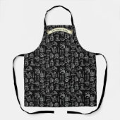 Customize Bakery Kitchen Symbols Pattern Black  エプロン (正面)