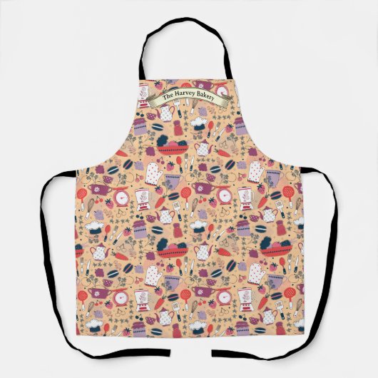 Customize Bakery Shop Kitchen Utensils Pattern  エプロン (正面)