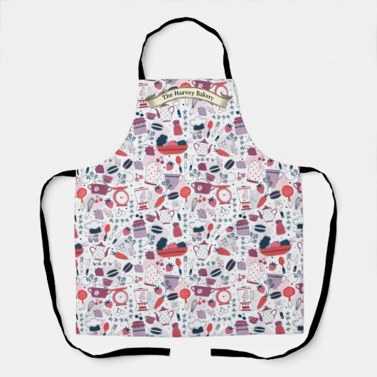 Customize Bakery Shop Kitchen Utensils Pattern  エプロン (正面)