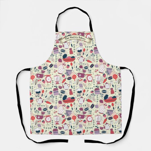 Customize Bakery Shop Kitchen Utensils Pattern  エプロン (正面)