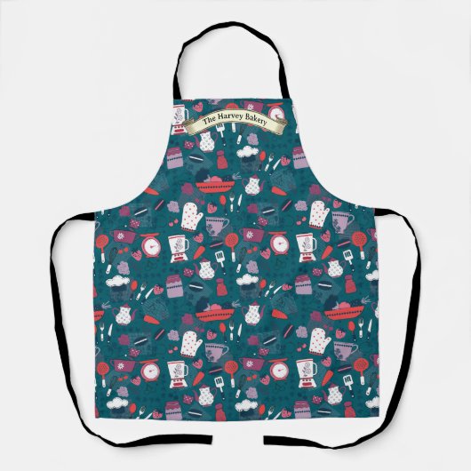 Customize Bakery Shop Kitchen Utensils Pattern  エプロン (正面)