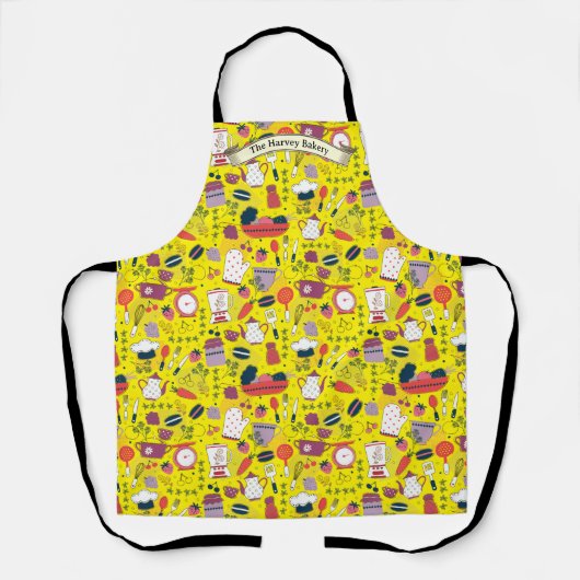 Customize Bakery Shop Kitchen Utensils Pattern  エプロン (正面)