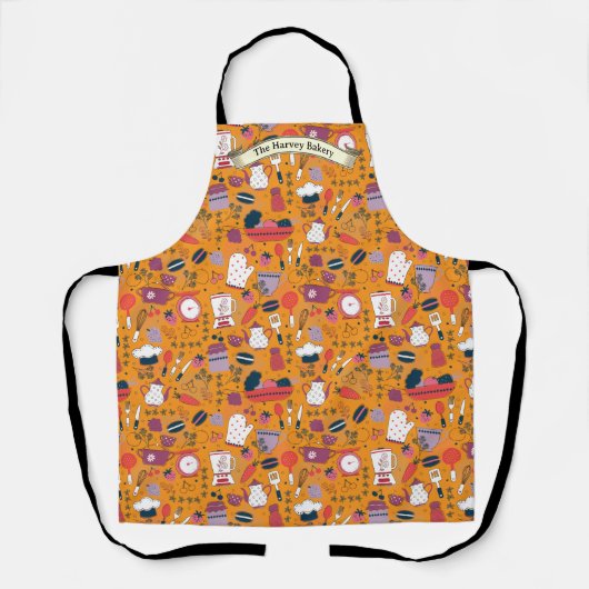Customize Bakery Shop Kitchen Utensils Pattern  エプロン (正面)