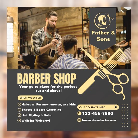 Customize Barber Shop Photo Services List Promo ウィンドウサイン (シート2)