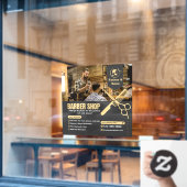 Customize Barber Shop Photo Services List Promo ウィンドウサイン (カフェ窓)
