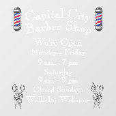 Customize Barber Shop Weekly Open Hours ウィンドウサイン (シート)