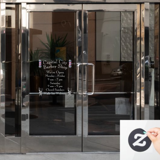 Customize Barber Shop Weekly Open Hours ウィンドウサイン (オフィスドア)