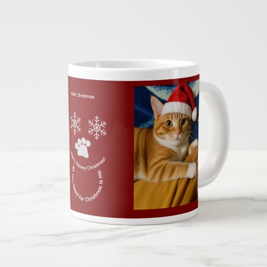 Customize ,Best Christmas ,Cat Photo Specialty Mug ジャンボコーヒーマグカップ (正面右)