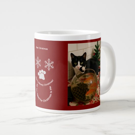 Customize ,Best Christmas ,Cat Photo Specialty Mug ジャンボコーヒーマグカップ (正面右)