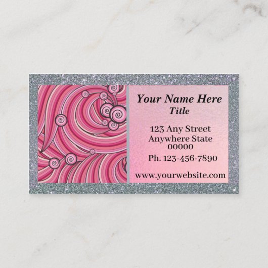 Customize Business Cards Gray & Pink  名刺 (裏面)