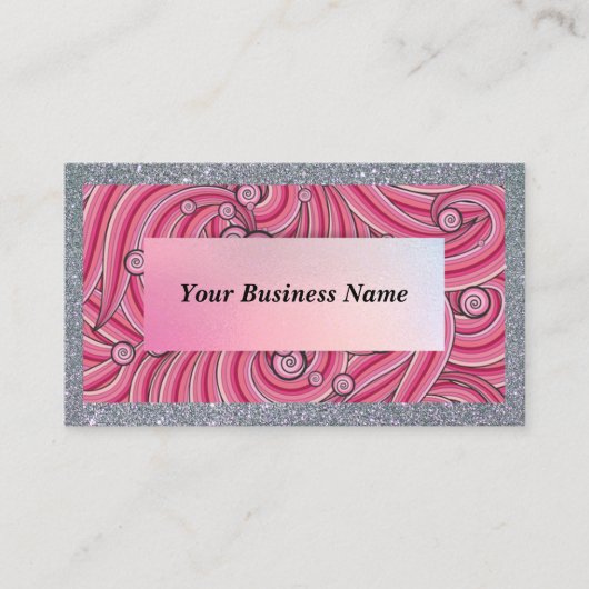 Customize Business Cards Gray & Pink  名刺 (正面)
