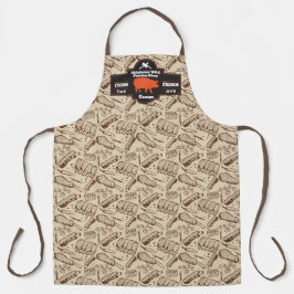 Customize Butcher Shop Brown Hog Pork Rib Design エプロン