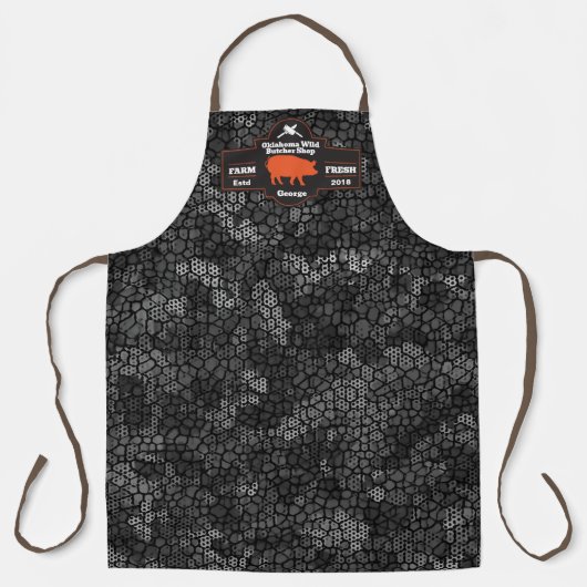 Customize Butcher Shop Orange Hog Pig Black Camo エプロン (正面)