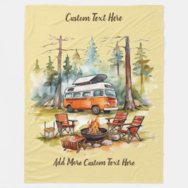 Customize Camper Van Parked In The Woods Camping フリースブランケット
