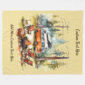 Customize Camper Van Parked In The Woods Camping フリースブランケット (正面(横))