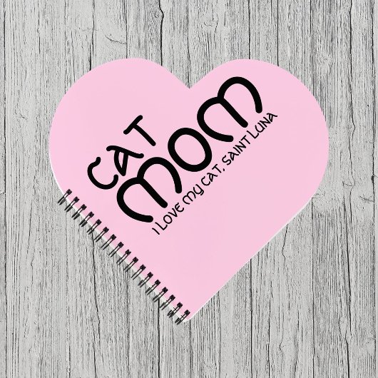 Customize Cat Mom Pet Lover Funny Quote Black Pink ノートブック