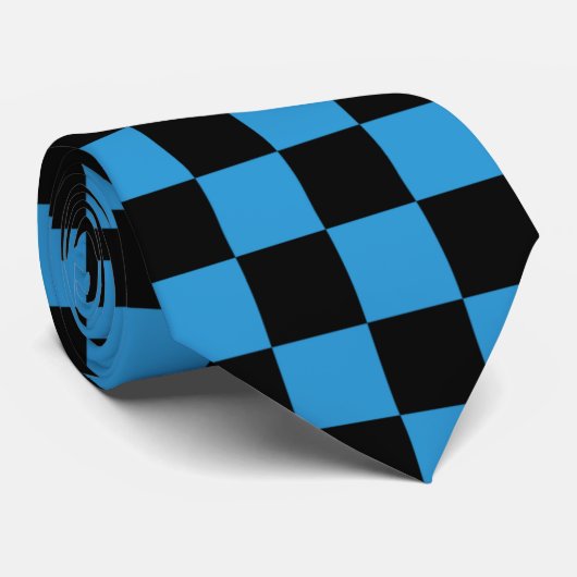 Customize Checkered Black and Turquoise ネクタイ (ロール)