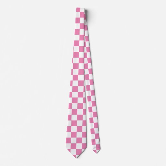 Customize Checkered Pink and White ネクタイ (正面)
