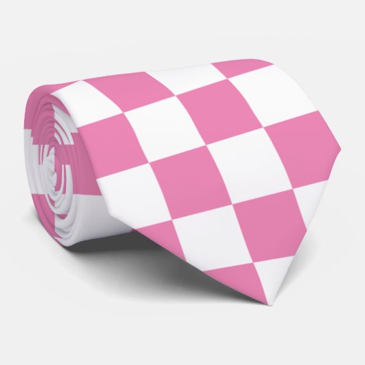 Customize Checkered Pink and White ネクタイ (ロール)