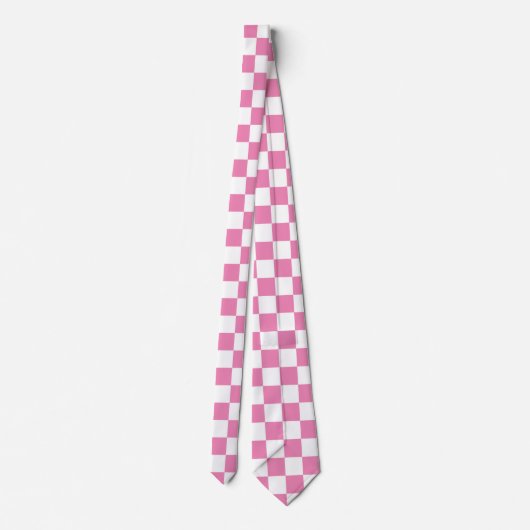 Customize Checkered Pink and White ネクタイ (裏面)