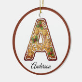 Customize Christmas Gingerbread Letter A Monogram セラミックオーナメント (左)