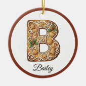 Customize Christmas Gingerbread Letter B Monogram セラミックオーナメント (正面)