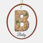 Customize Christmas Gingerbread Letter B Monogram セラミックオーナメント (左)