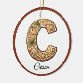 Customize Christmas Gingerbread Letter C Monogram セラミックオーナメント (左)
