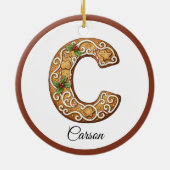 Customize Christmas Gingerbread Letter C Monogram セラミックオーナメント (裏面)