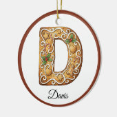 Customize Christmas Gingerbread Letter D Monogram セラミックオーナメント (左)