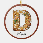Customize Christmas Gingerbread Letter D Monogram セラミックオーナメント (裏面)