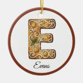 Customize Christmas Gingerbread Letter E Monogram セラミックオーナメント (正面)