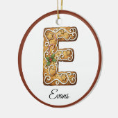 Customize Christmas Gingerbread Letter E Monogram セラミックオーナメント (左)