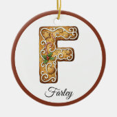 Customize Christmas Gingerbread Letter F Monogram セラミックオーナメント (正面)