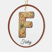Customize Christmas Gingerbread Letter F Monogram セラミックオーナメント (左)