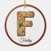 Customize Christmas Gingerbread Letter F Monogram セラミックオーナメント (裏面)