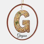 Customize Christmas Gingerbread Letter G Monogram セラミックオーナメント (左)