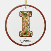 Customize Christmas Gingerbread Letter I Monogram セラミックオーナメント (正面)